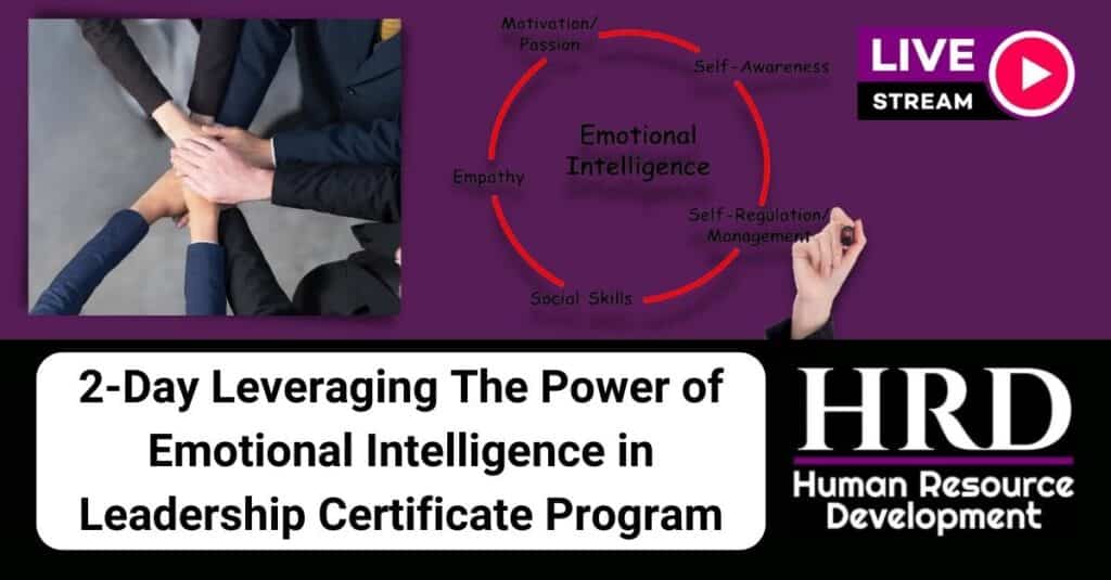 A person is holding a pen and pointing to the words " leveraging the power of personal intelligence in leadership certificate program ".